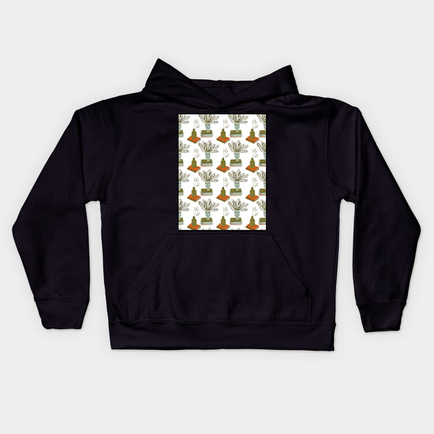 Pattern with books and houseplants Kids Hoodie by DanielK